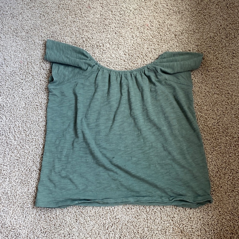Army green off the shoulder top
